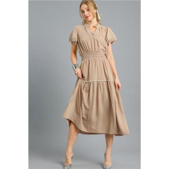 NWT Umgee Tiered Flutter Sleeve Midi Dress - Picture 1 of 3